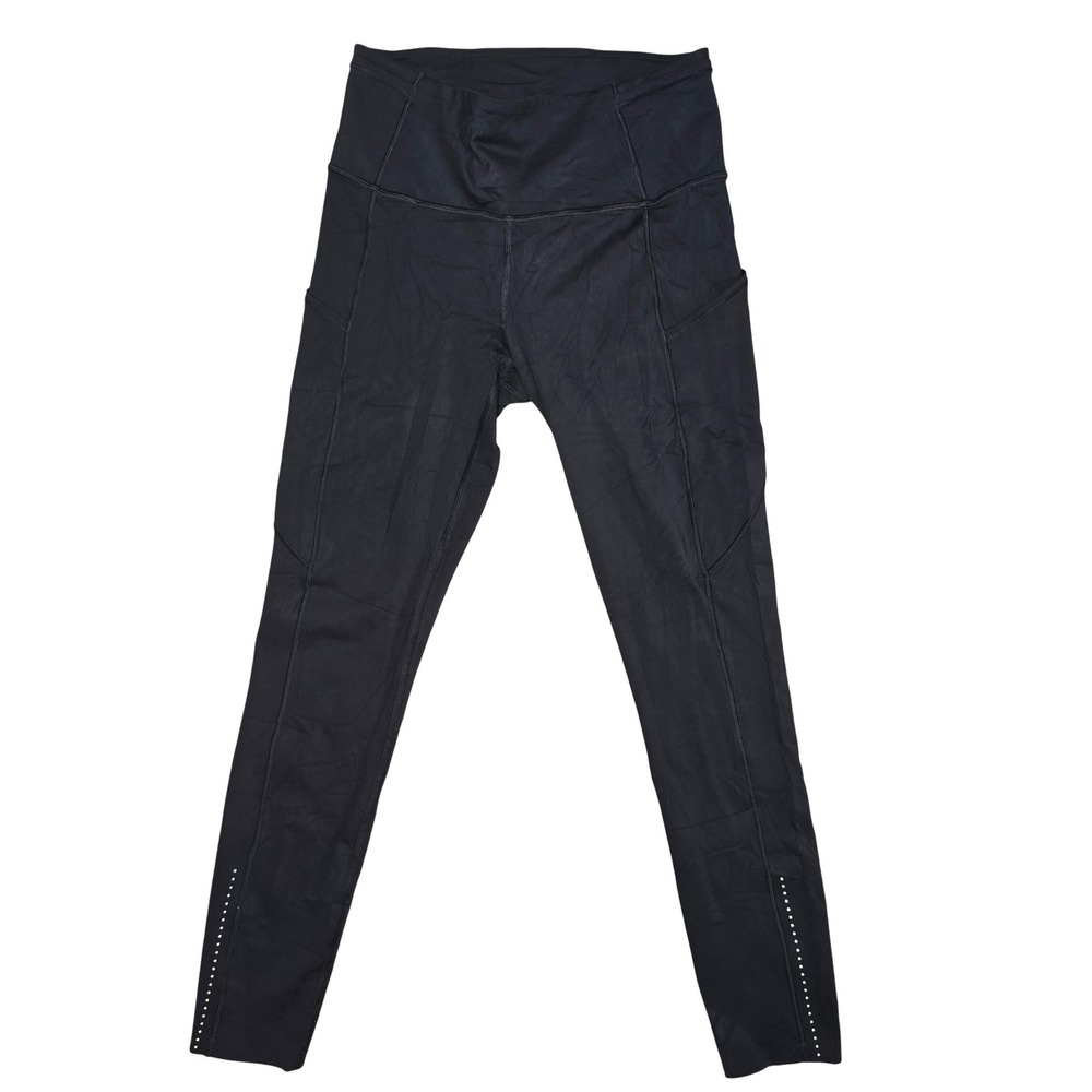 Lululemon Athletica Leggings Black Side Pockets Size 6 Workout Exercise Comfort